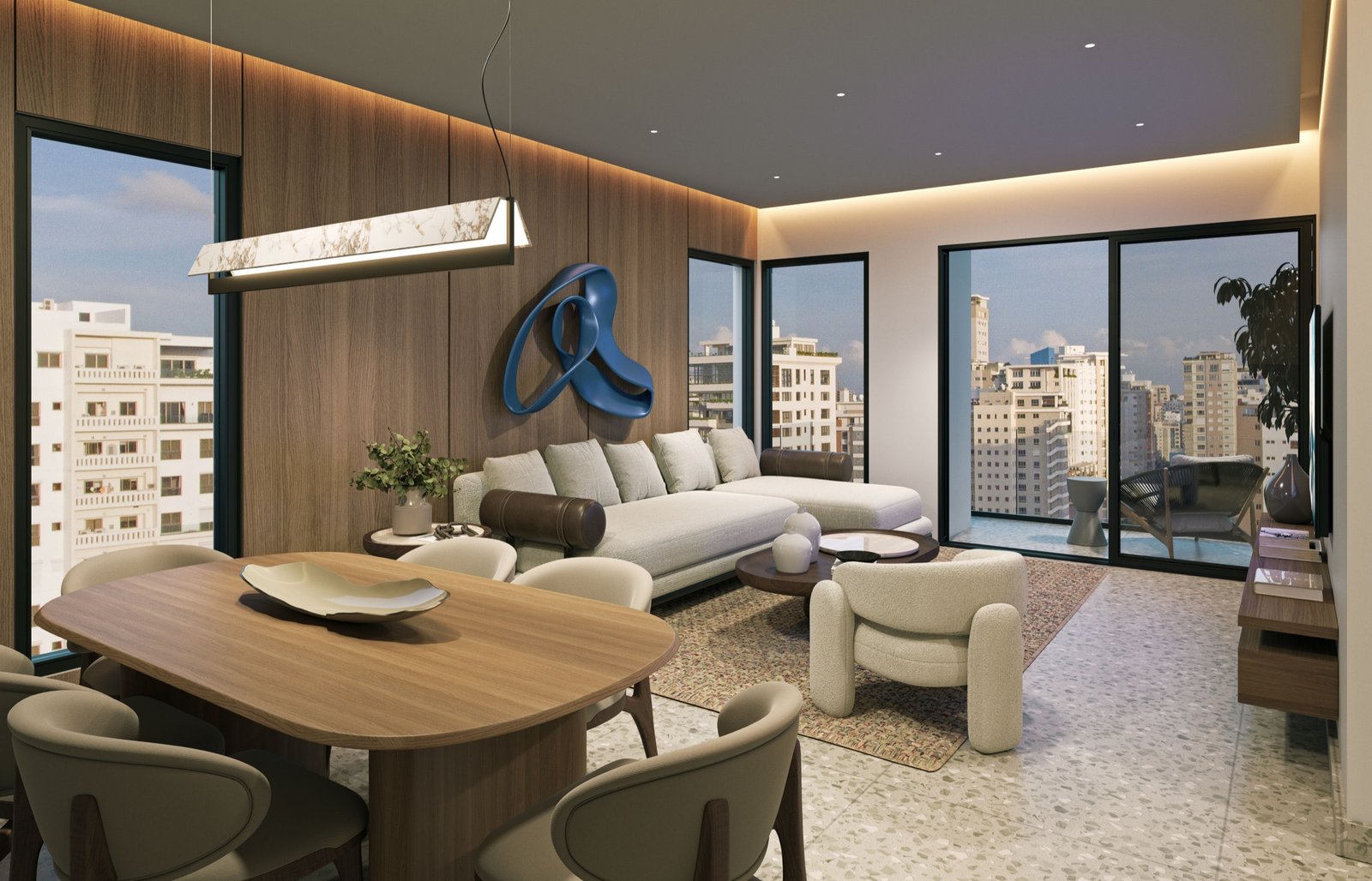 Sala y comedor, apartamento tipo C